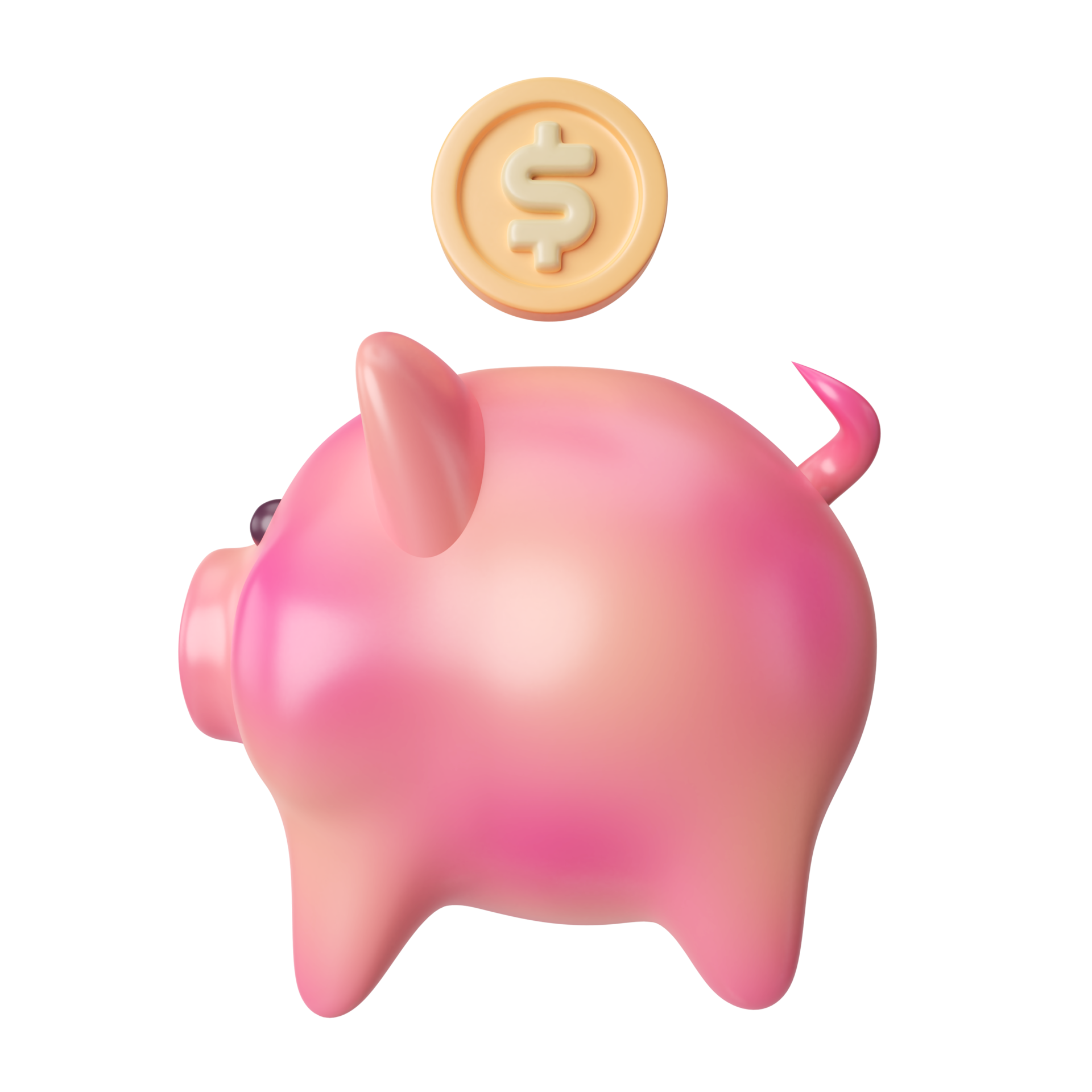 Piggy, bank, gold 3D illustration - Download on Iconfinder