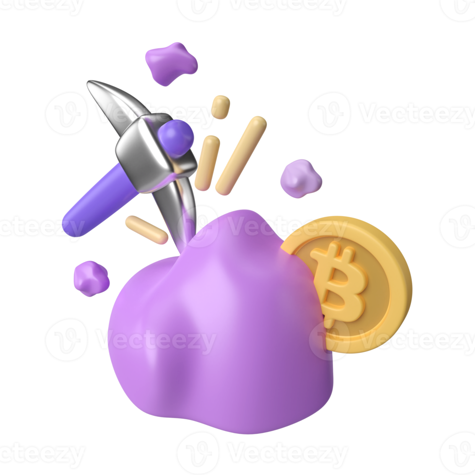 ícone de ilustração 3d de mineração de criptografia png