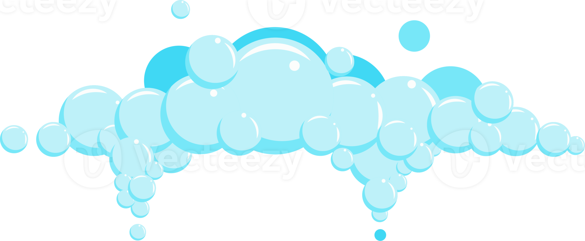 Cartoon soap foam with bubbles. Light blue suds of bath, shampoo, shaving, mousse png