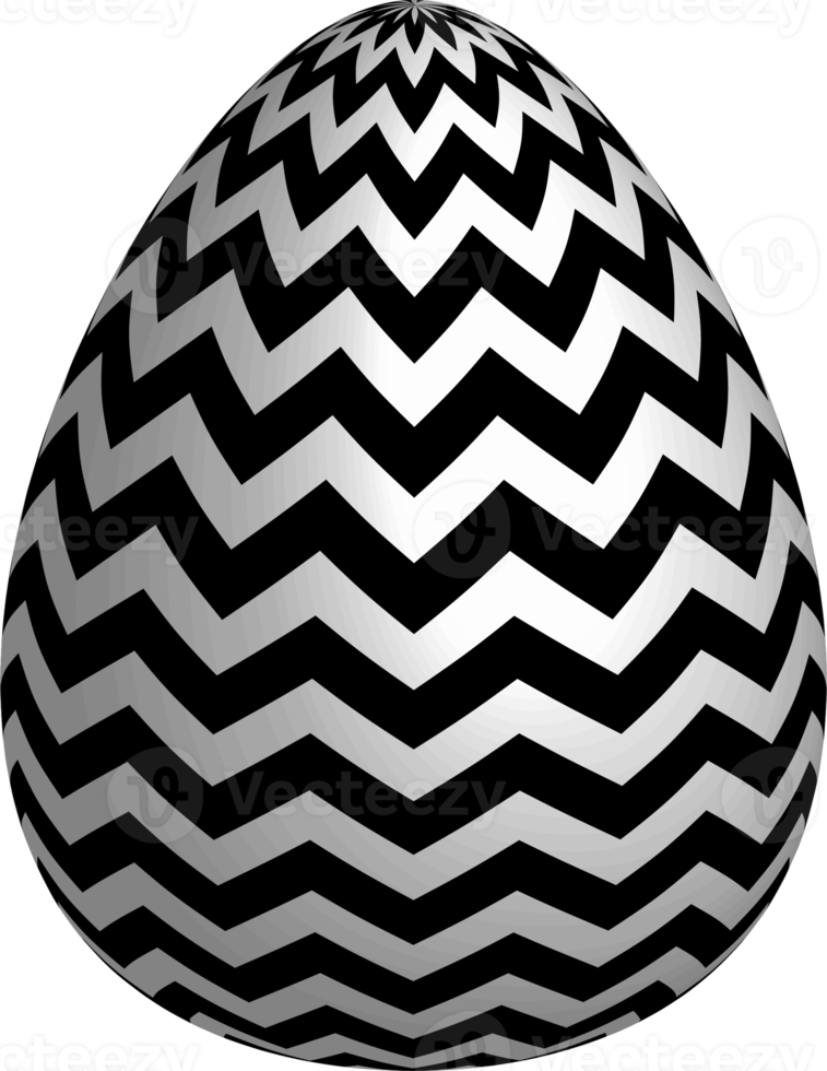Monochrome Easter egg with pattern. Realistic celebration symboll png