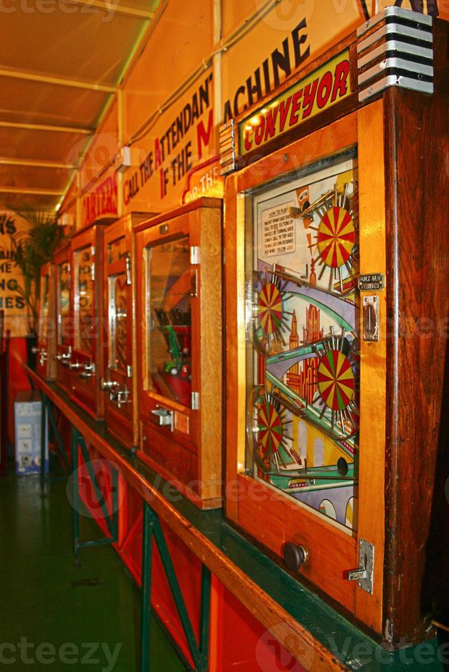 Row of old 1950s arcade machines photo