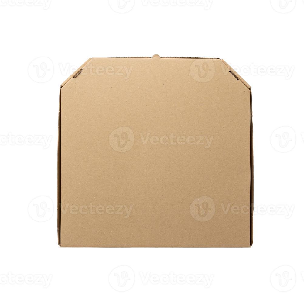closed cardboard brown square box isolated on white background photo