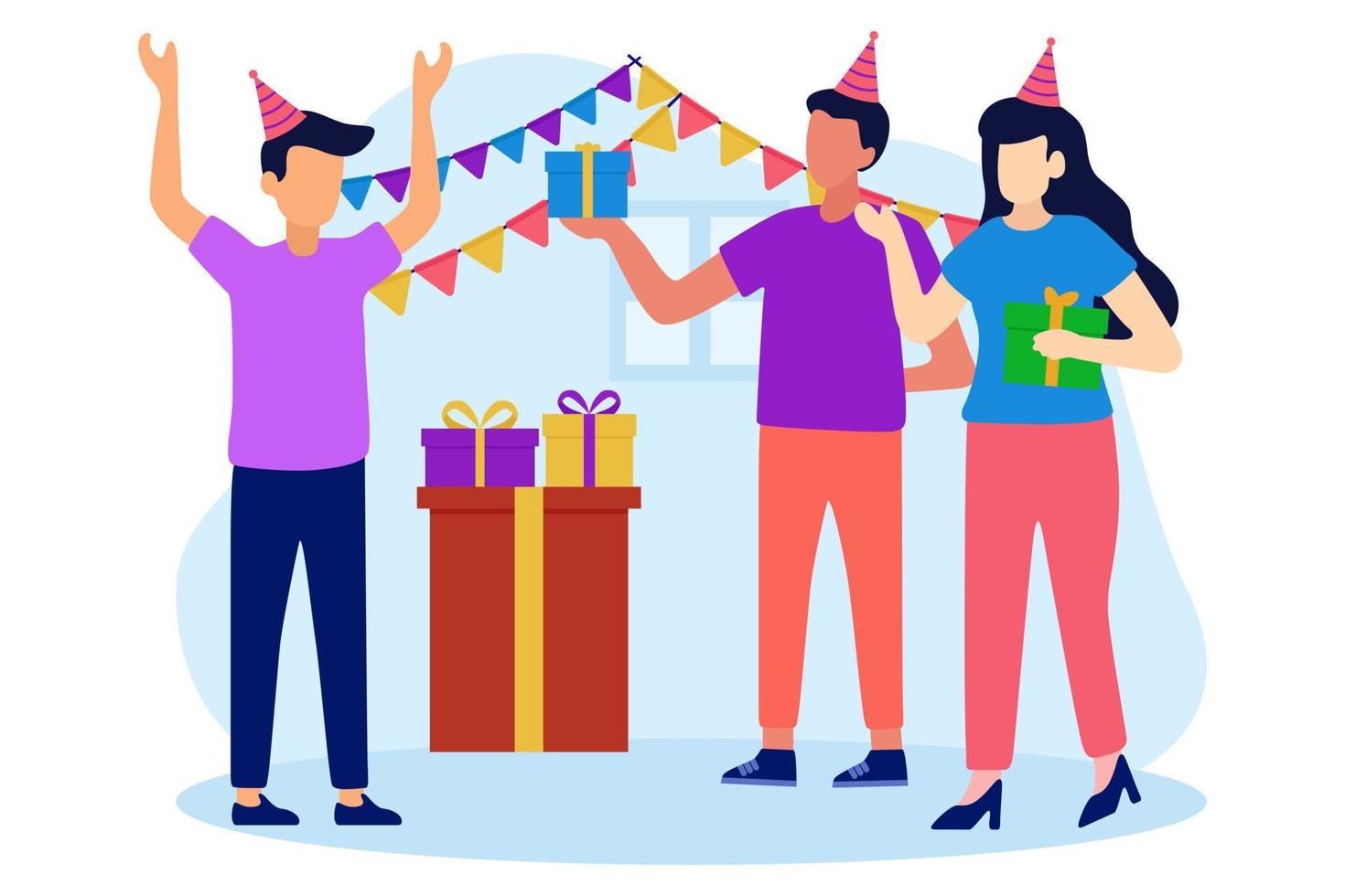 ilustración de diseño plano de fiesta de cumpleaños vector