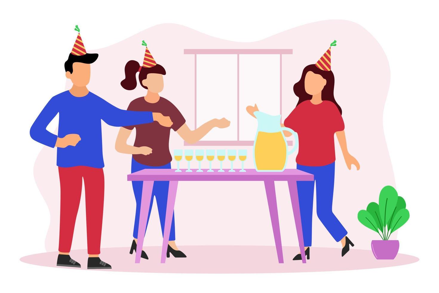 ilustración de diseño plano de fiesta de cumpleaños vector