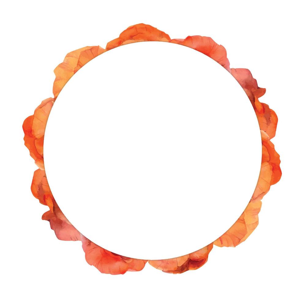 arreglo de marco de círculo de acuarela con flores de amapola rojas brillantes de verano dibujadas a mano. aislado sobre fondo blanco. diseño para invitaciones, bodas, amor o tarjetas de felicitación, papel, impresión, textil vector