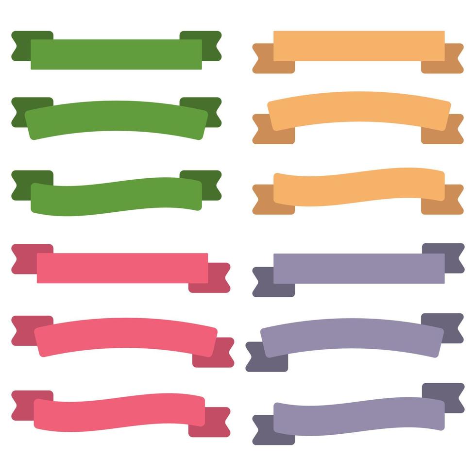 Set of Colorful Empty Ribbons And Banners. Ready for Your Text or Design. Isolated vector illustration.