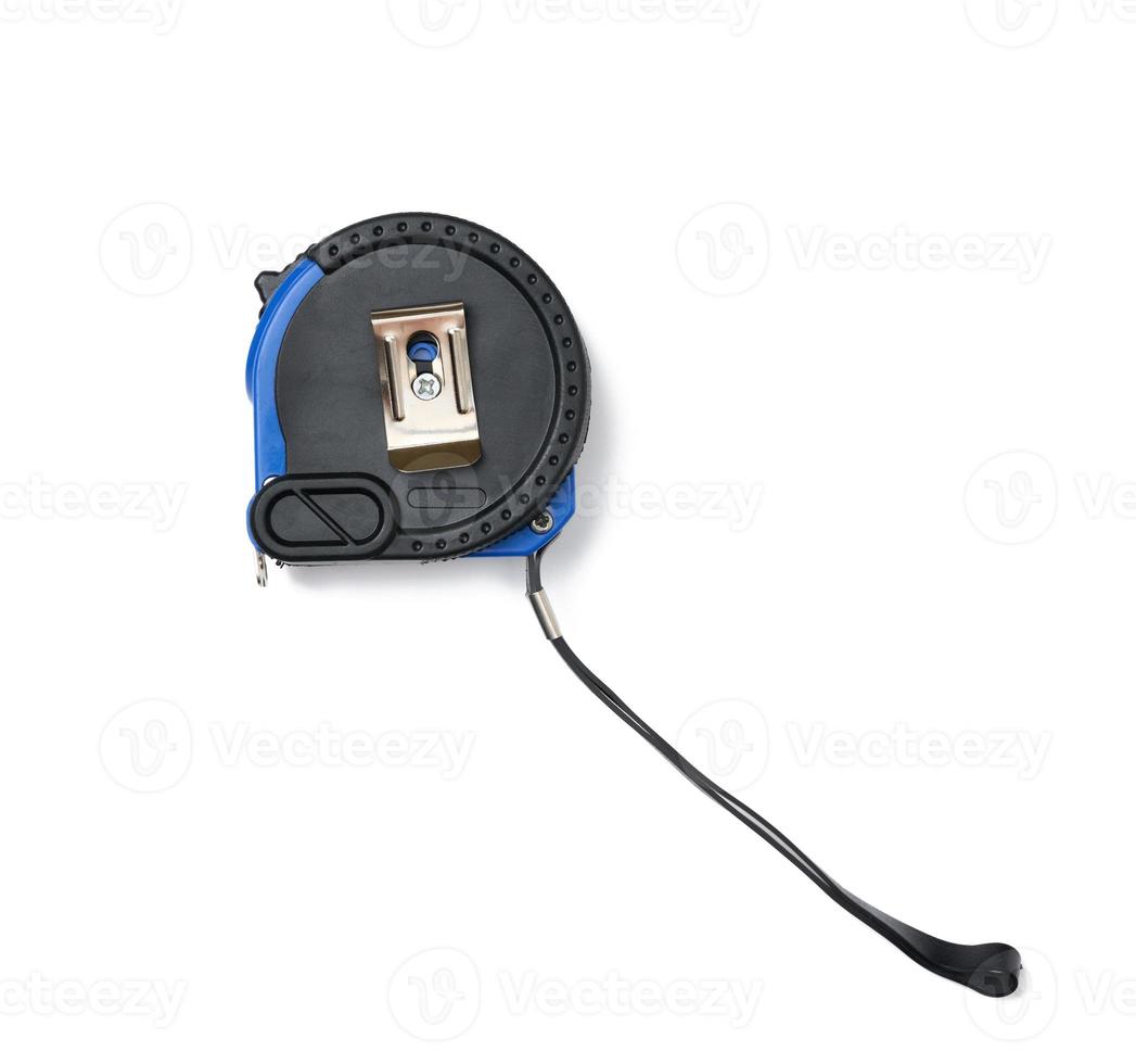 Tape measure in a plastic case on a white isolated background photo