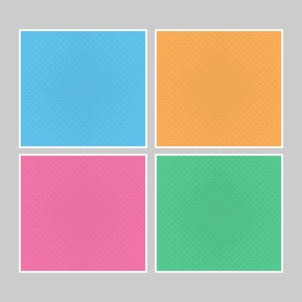 Set of multi colored pop art banners. Halftone comic template with place for your text for design. Vector illustration