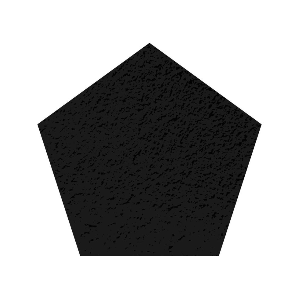 pentágono rayado. figura oscura con textura grunge angustiada aislada sobre fondo blanco. ilustración vectorial vector