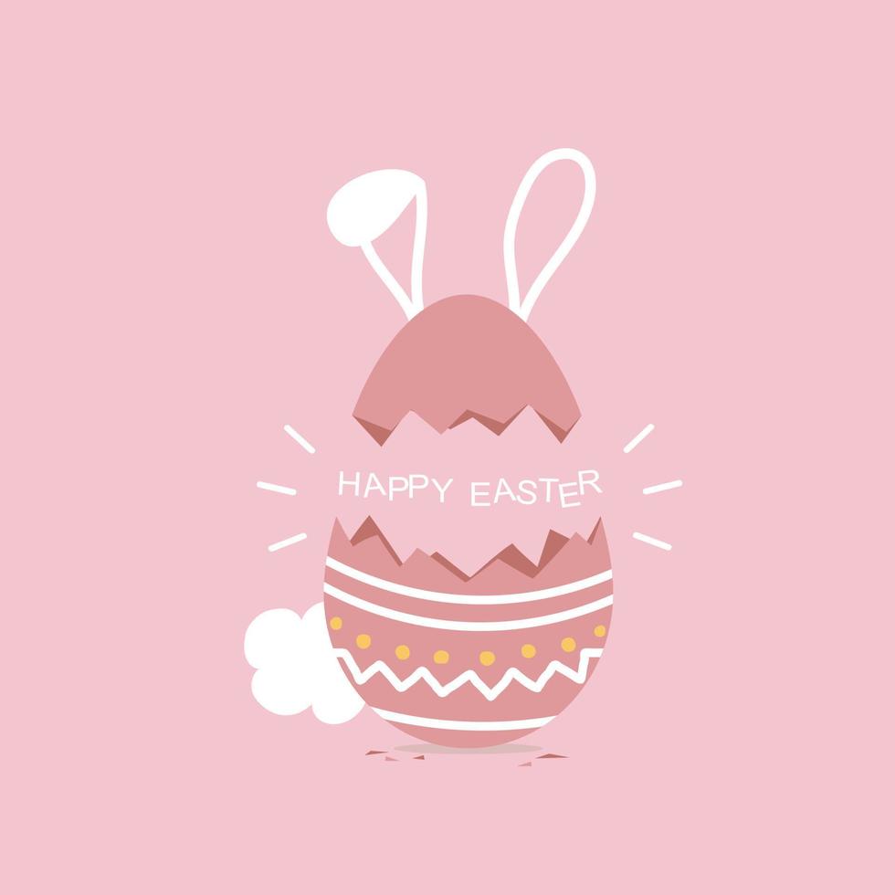 happy easter festival with animal pet bunny rabbit and egg, pastel color, flat vector illustration cartoon character