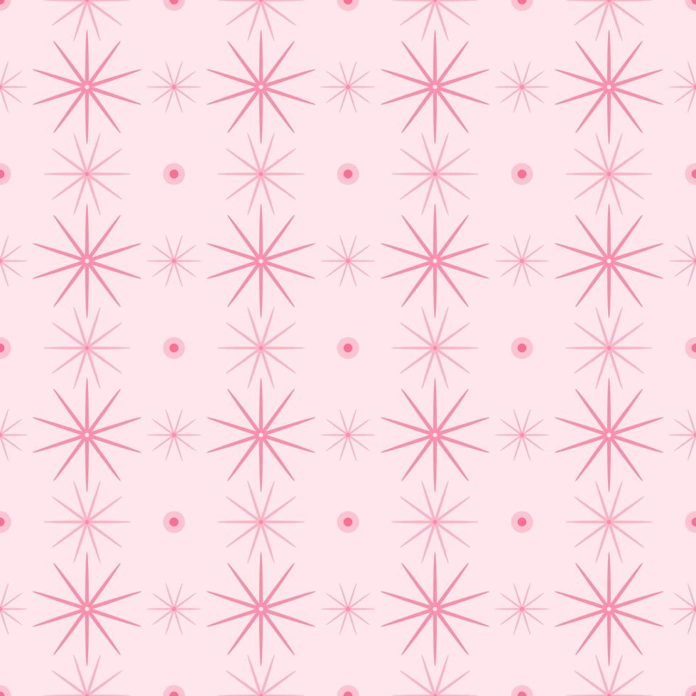 Stars and dots seamless pattern pink background. vector