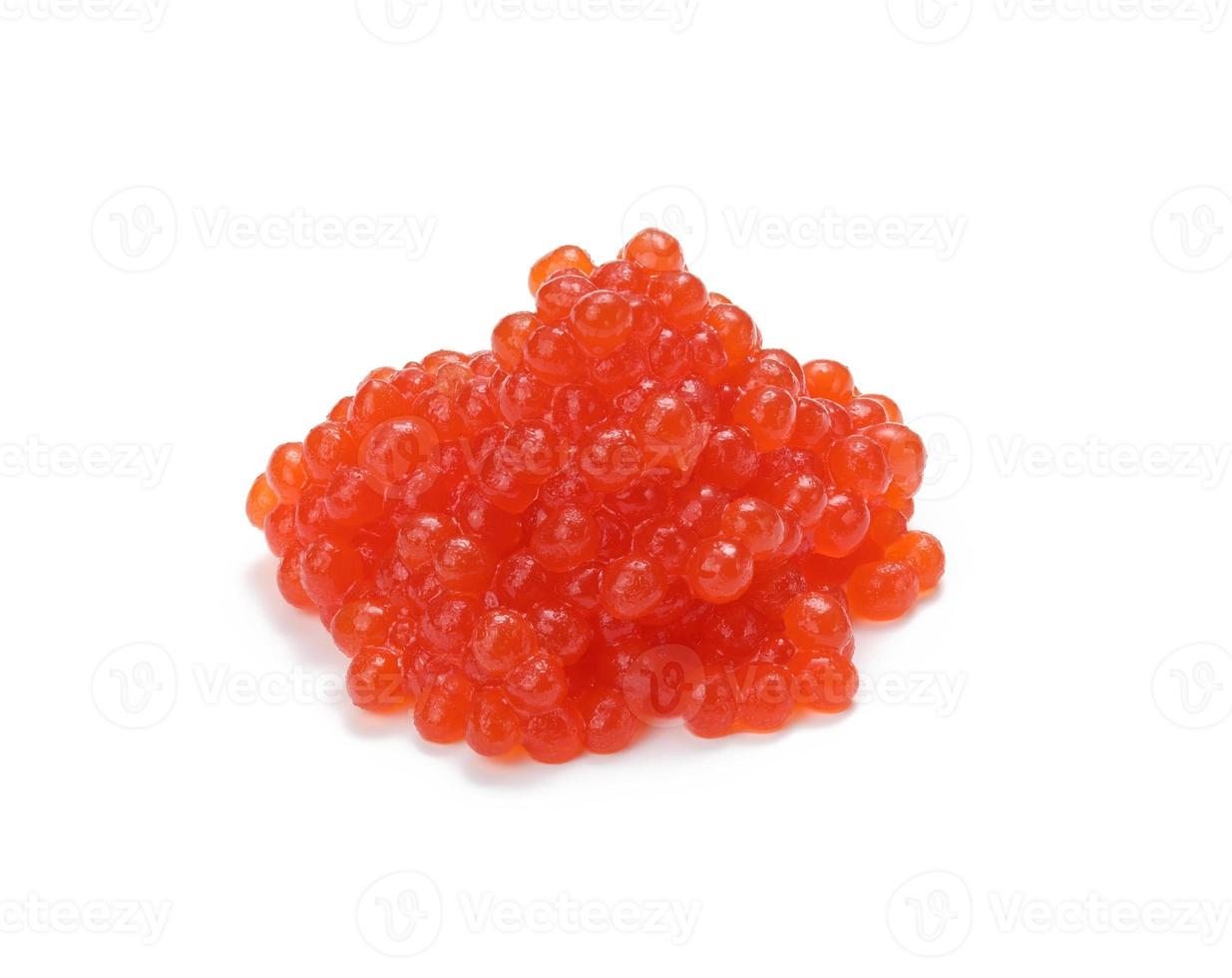 bunch of fresh red caviar isolated on white background. Delicious and healthy snack photo