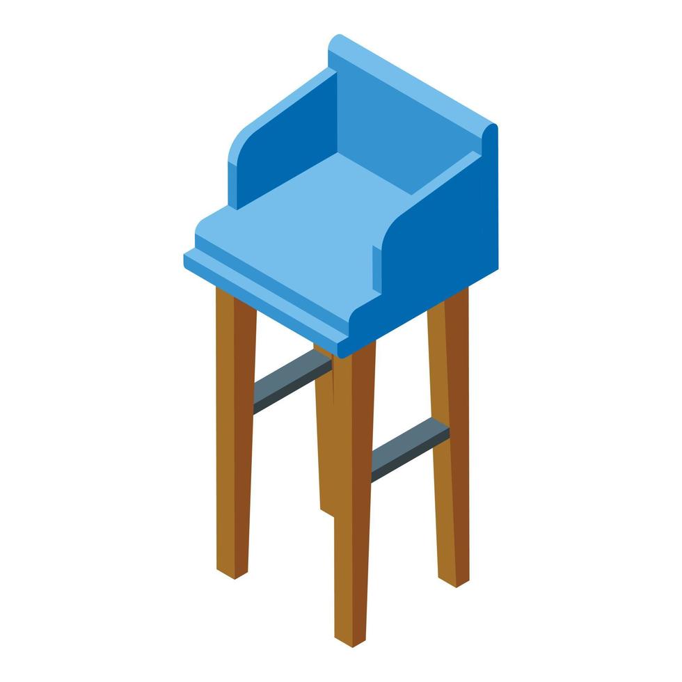 Blue bar stool icon isometric vector. Retro interior vector