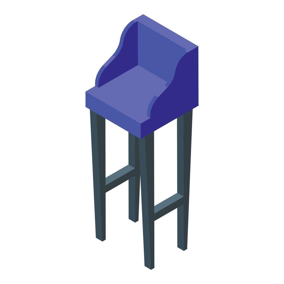 Blue bar stool icon isometric vector. Modern chair vector