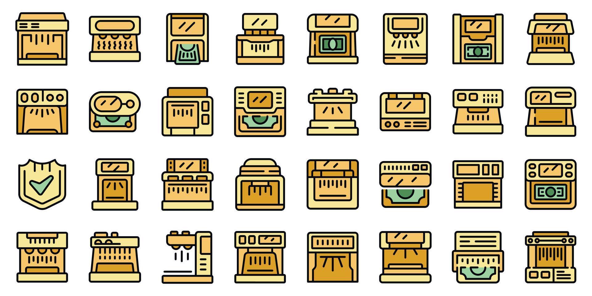 Currency detector icons set vector flat