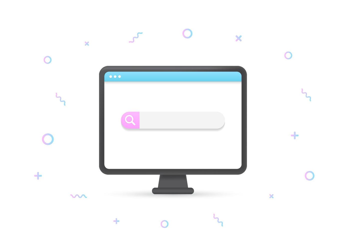 Computer monitor and search bar vector