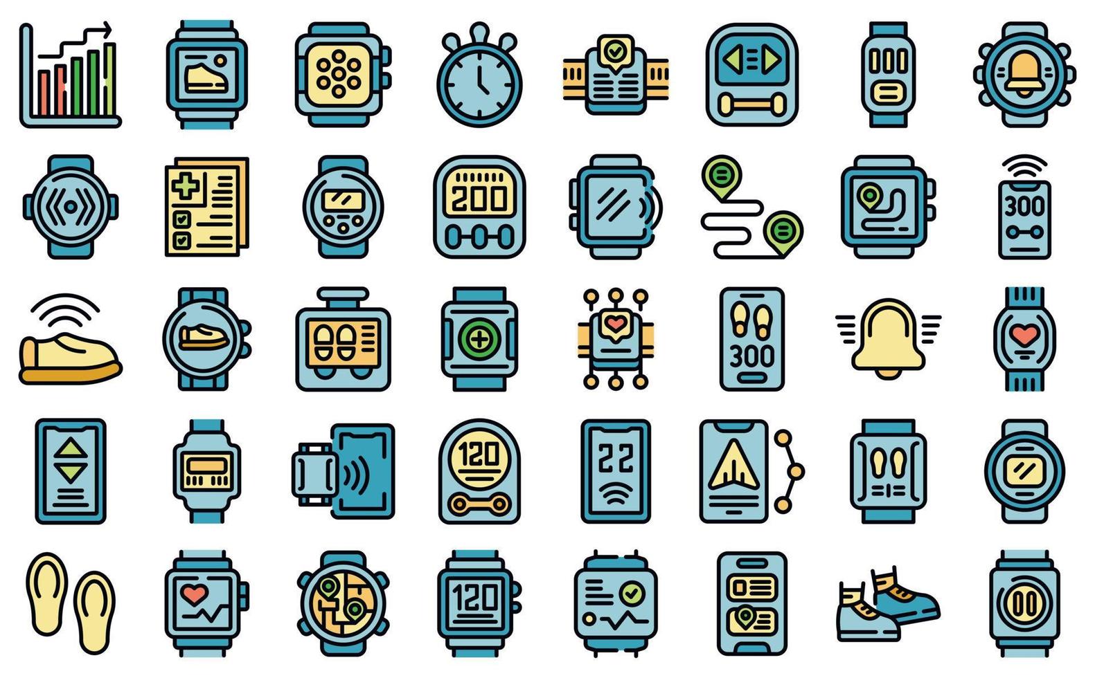 Pedometer icons set vector flat