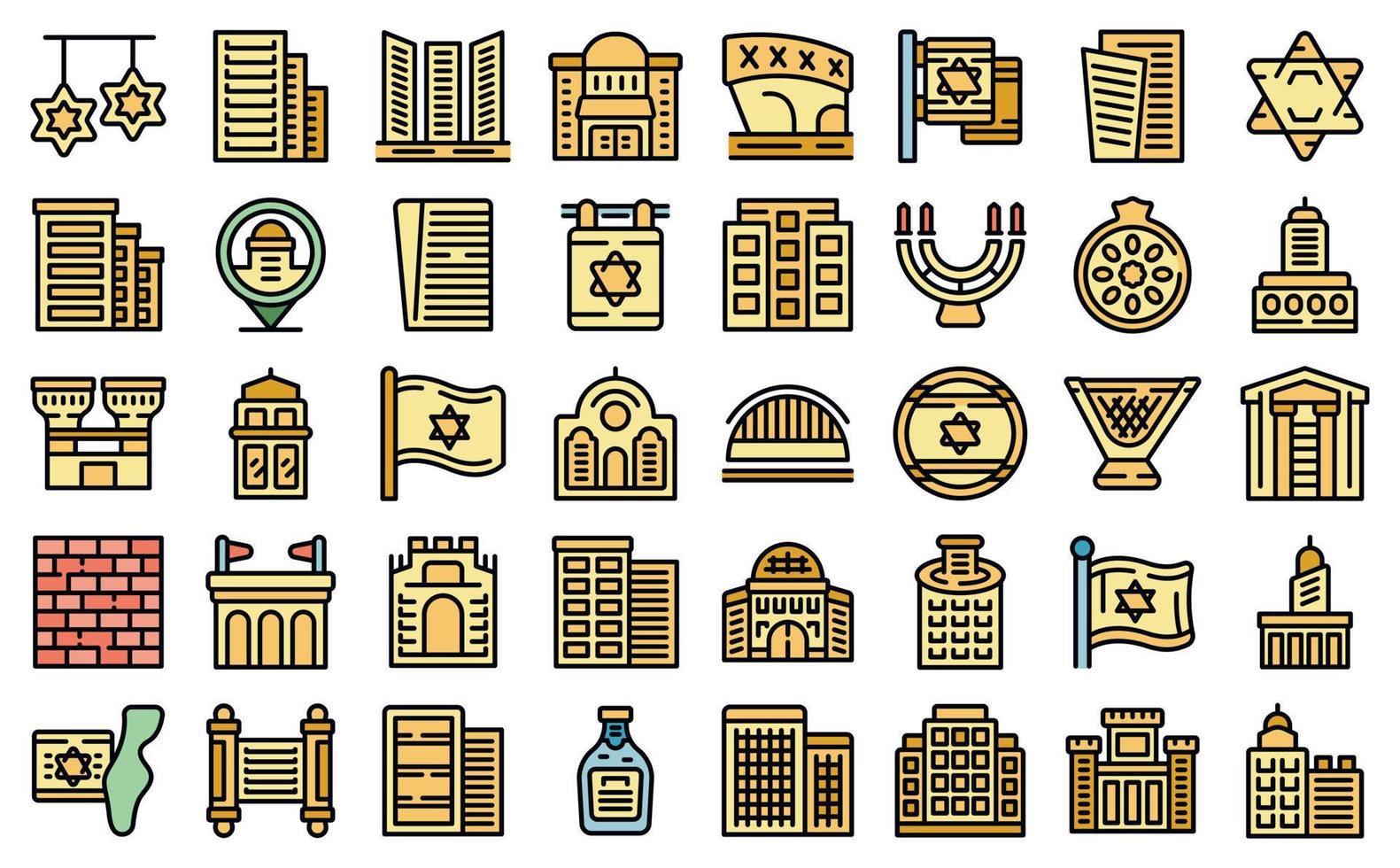 Tel Aviv icons set vector flat