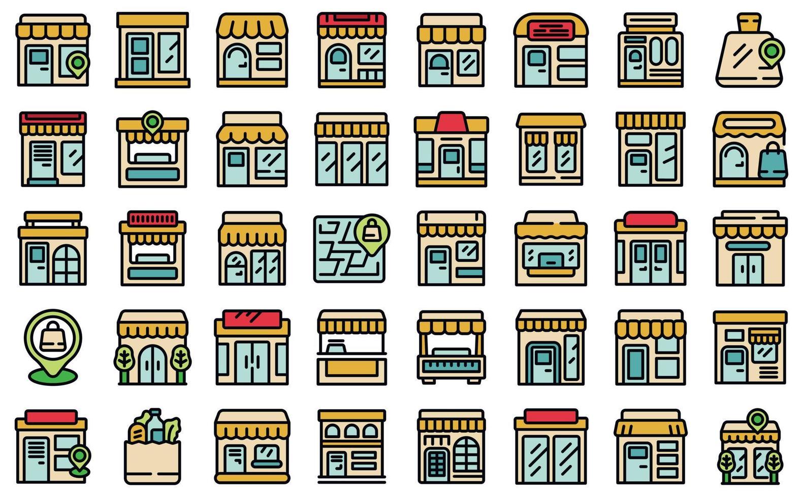 iconos de tienda local conjunto vector plano