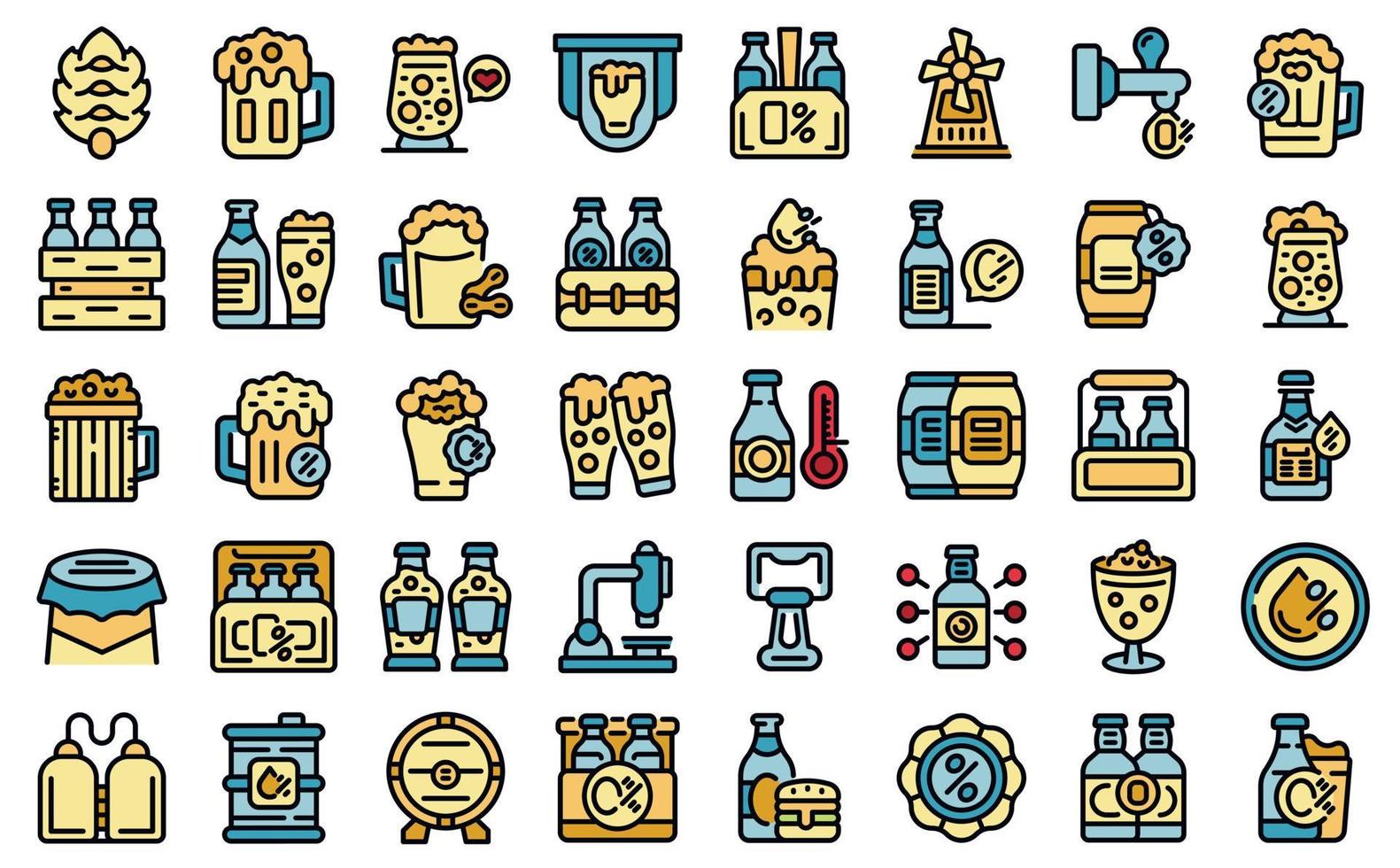 Nonalcoholic beer icons set vector flat