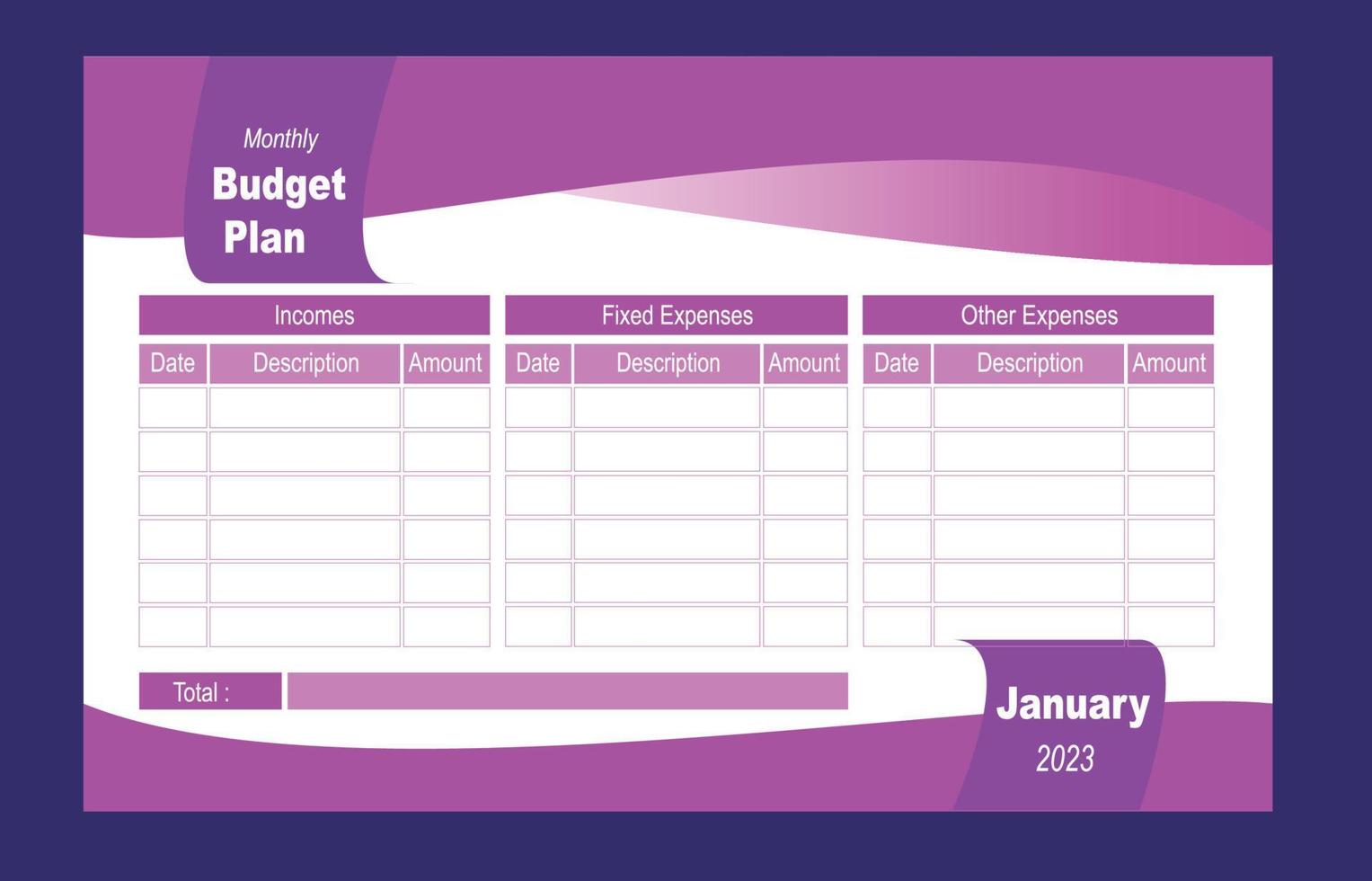 design budget planner monthly vector
