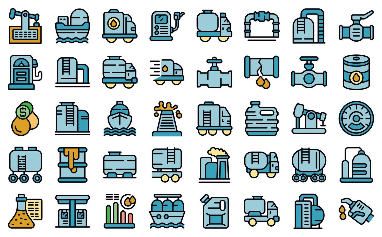 Gasoline tanker icons set vector flat