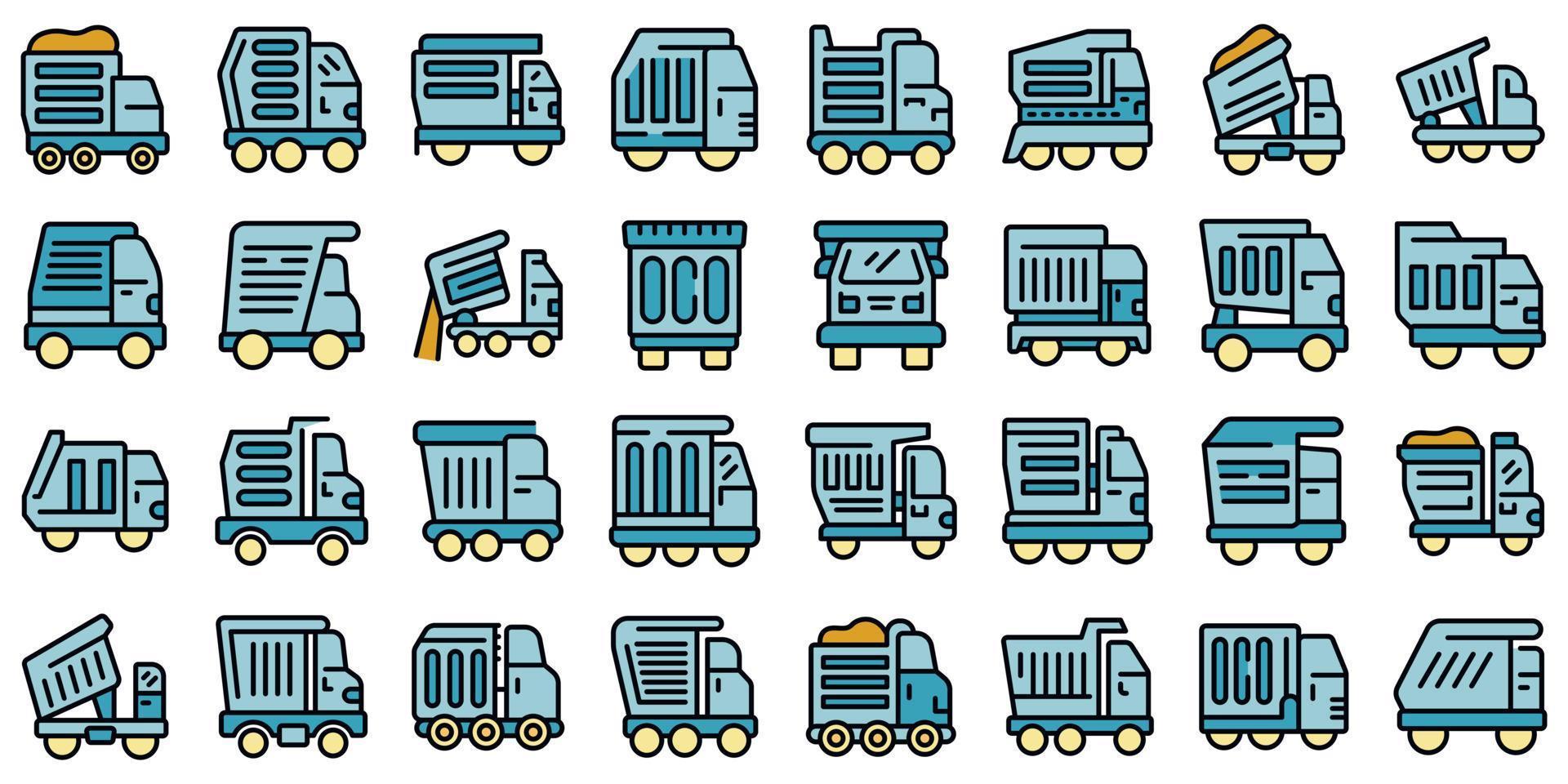 Car tipper icons set vector flat