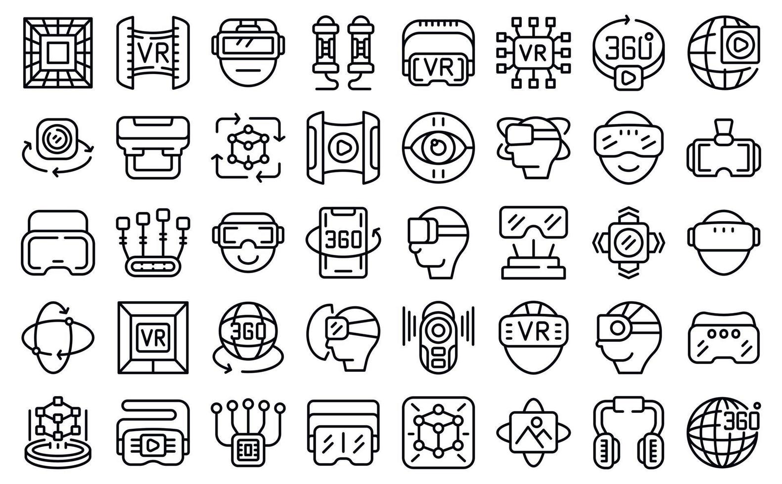 Virtual reality helmet icons set outline vector. Game vr vector