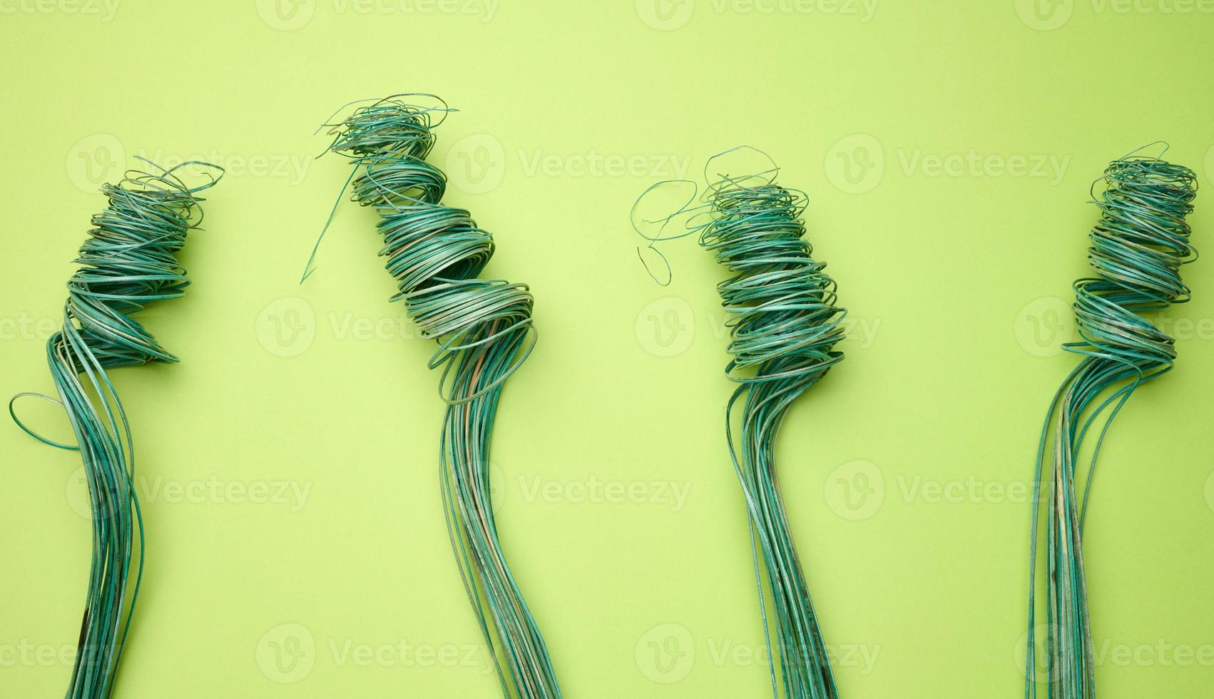 twisted wooden green decor for bouquets, top view photo