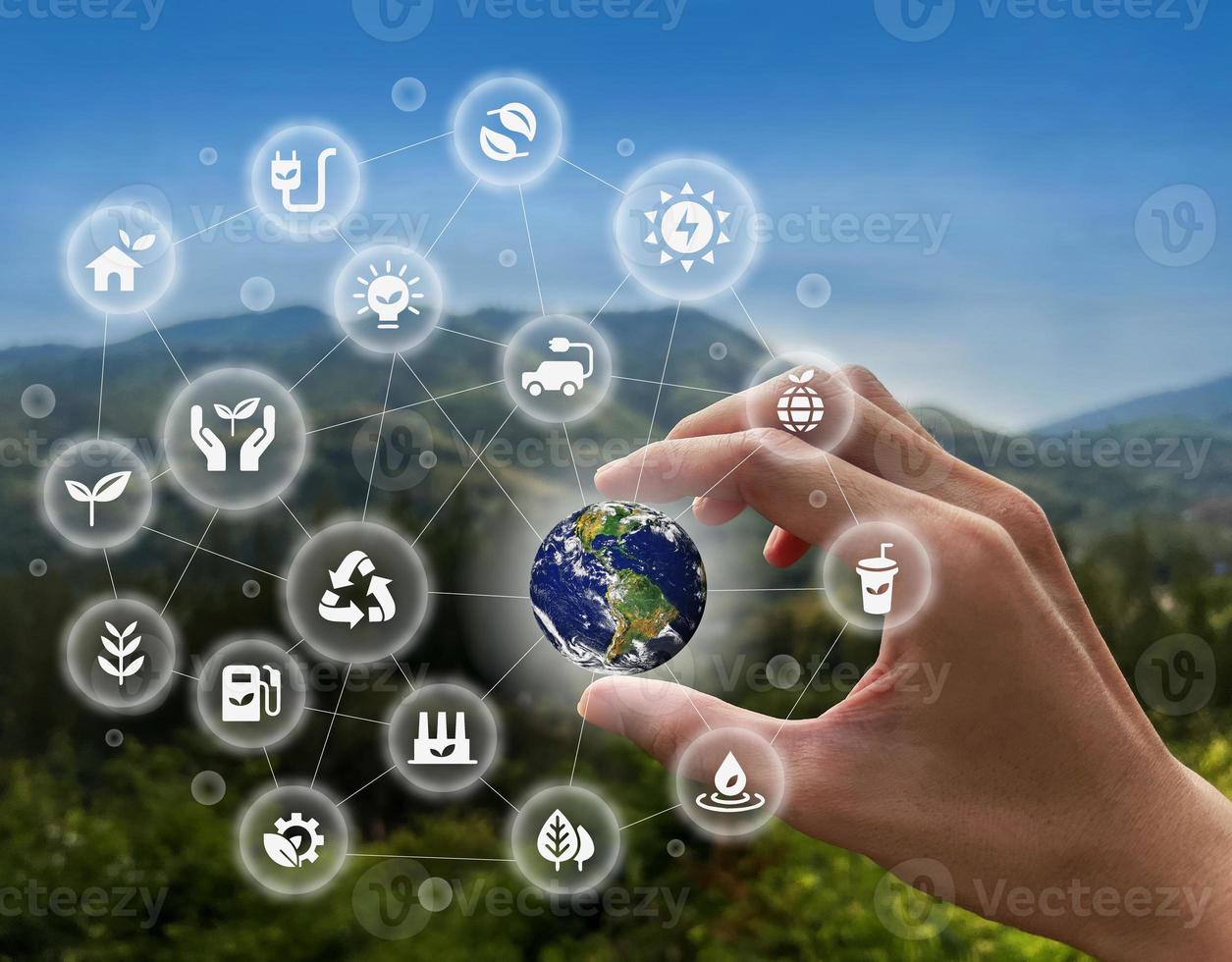 Sustainable development goals of promote clean energy, Renewable green business. sustainability  on renewable energy and growing ecological on green energy. Elements of this image furnished by NASA photo