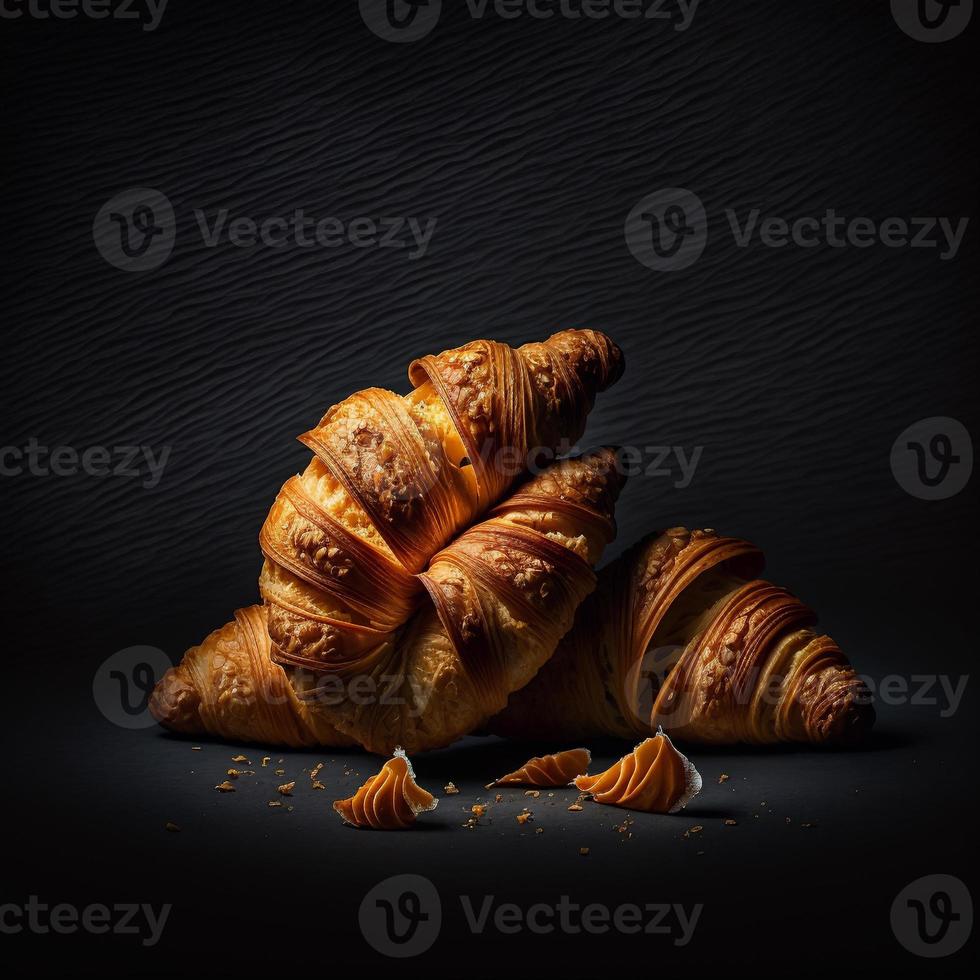 croissants sobre fondo negro foto