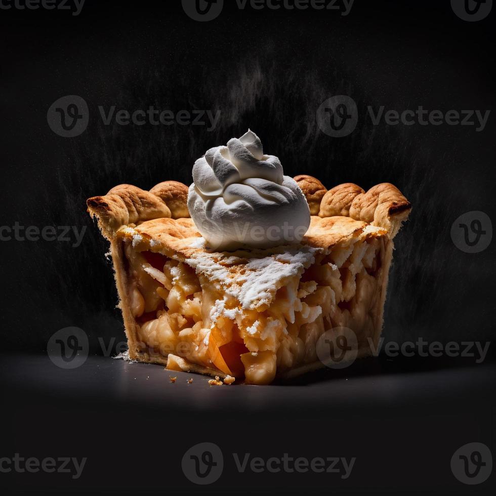 Photo Apple pie on black background food photography