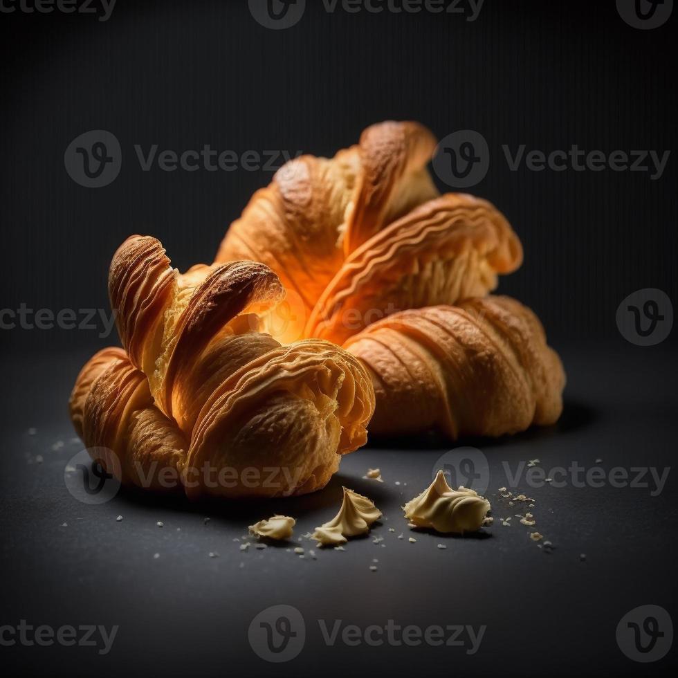 Croissants on black background photo