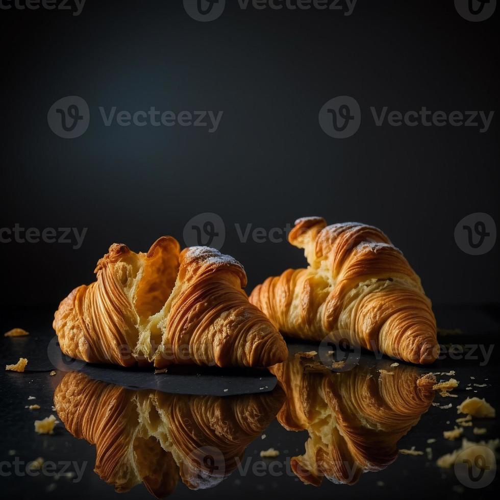 Croissants on black background photo