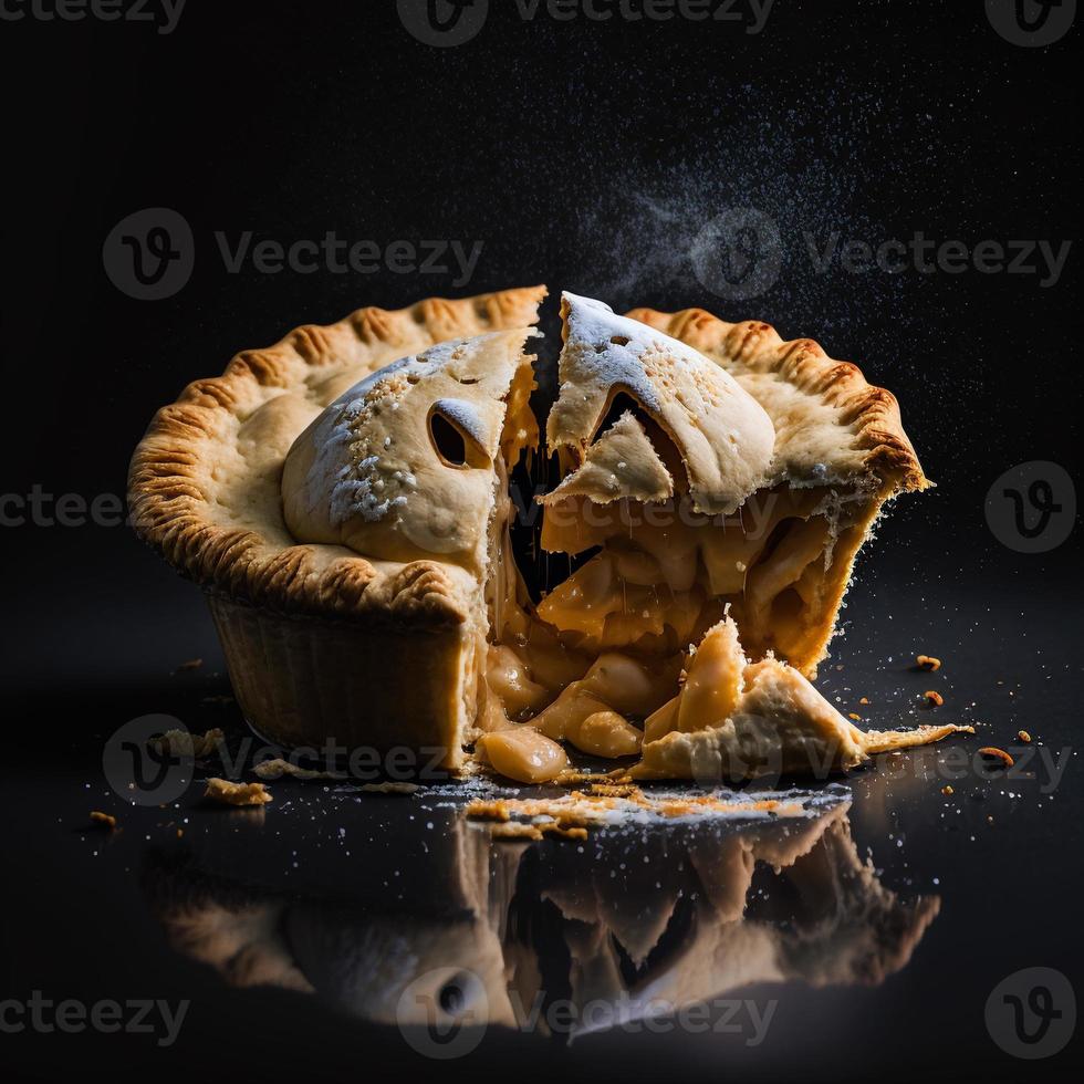 Photo Apple pie on black background food photography