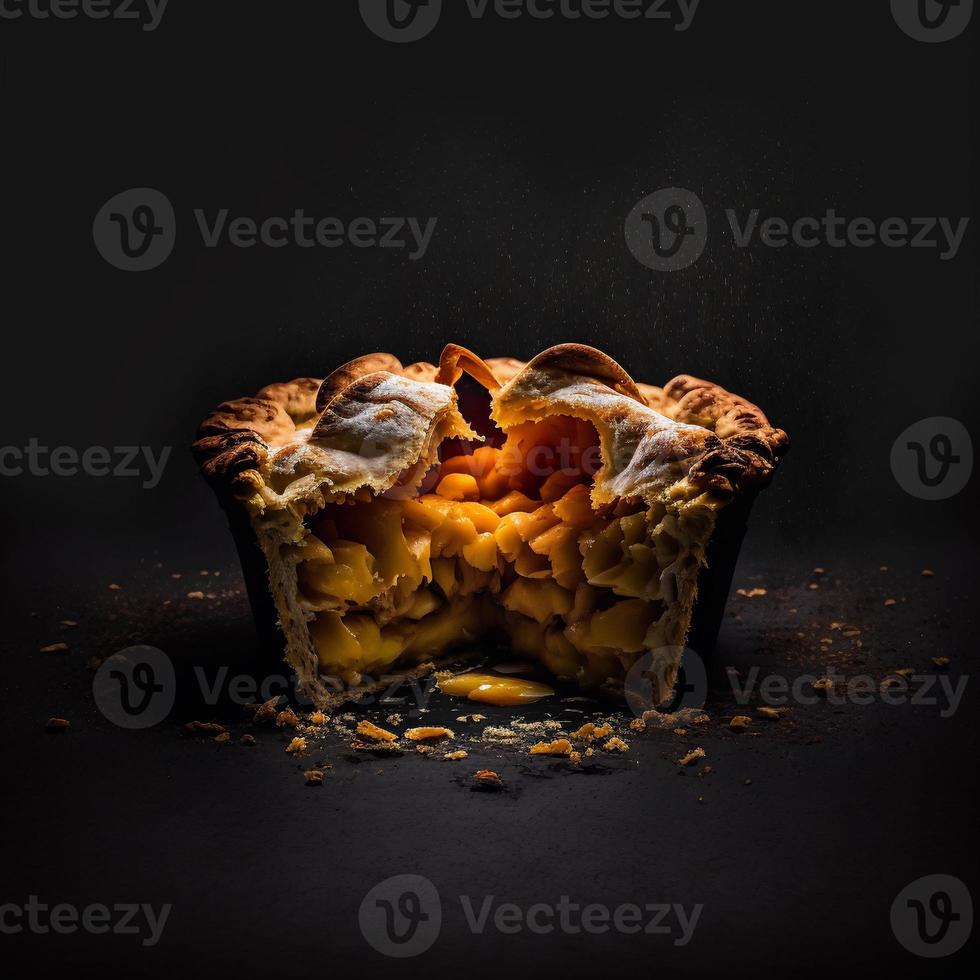 Photo Apple pie on black background food photography