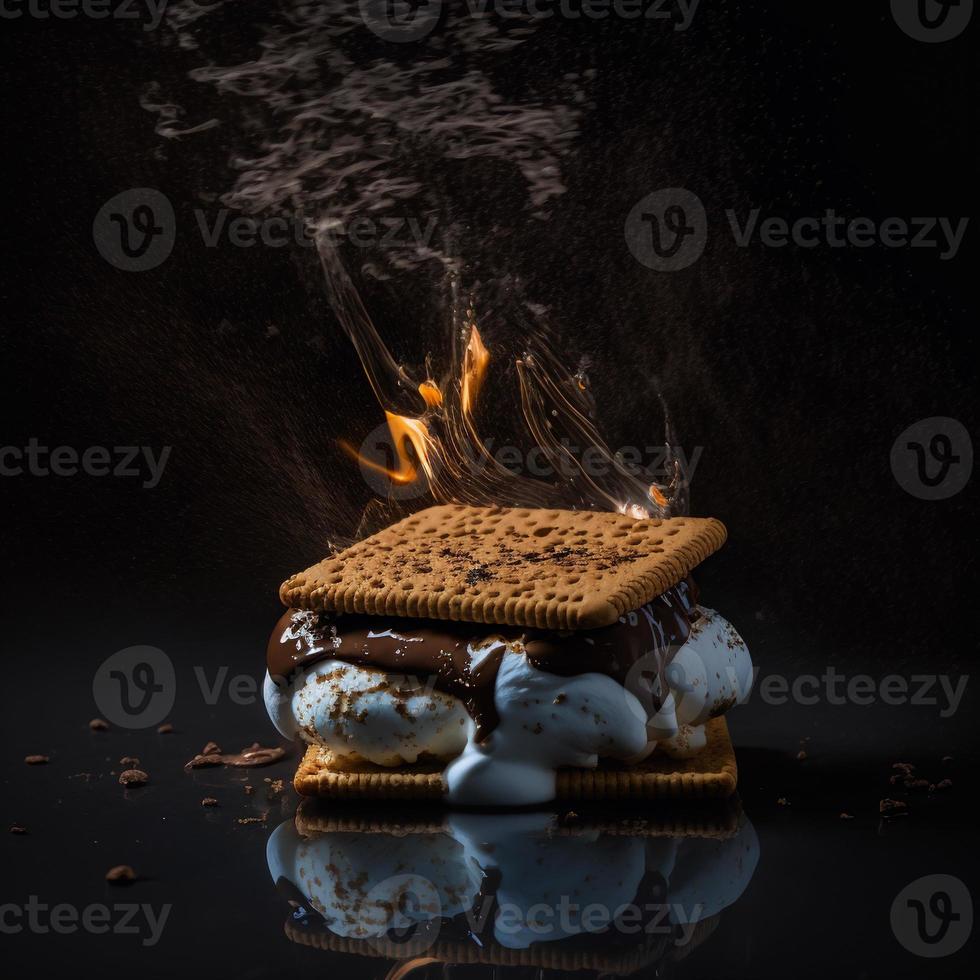 Photo Smores on black background Food Photography