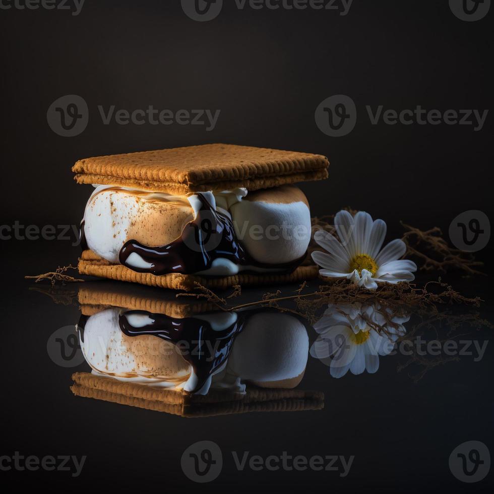 Photo Smores on black background Food Photography