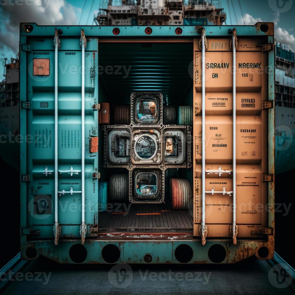 Container operation in port series photo