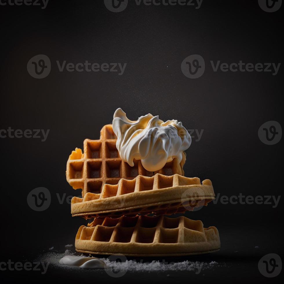 Waffles on black background photo