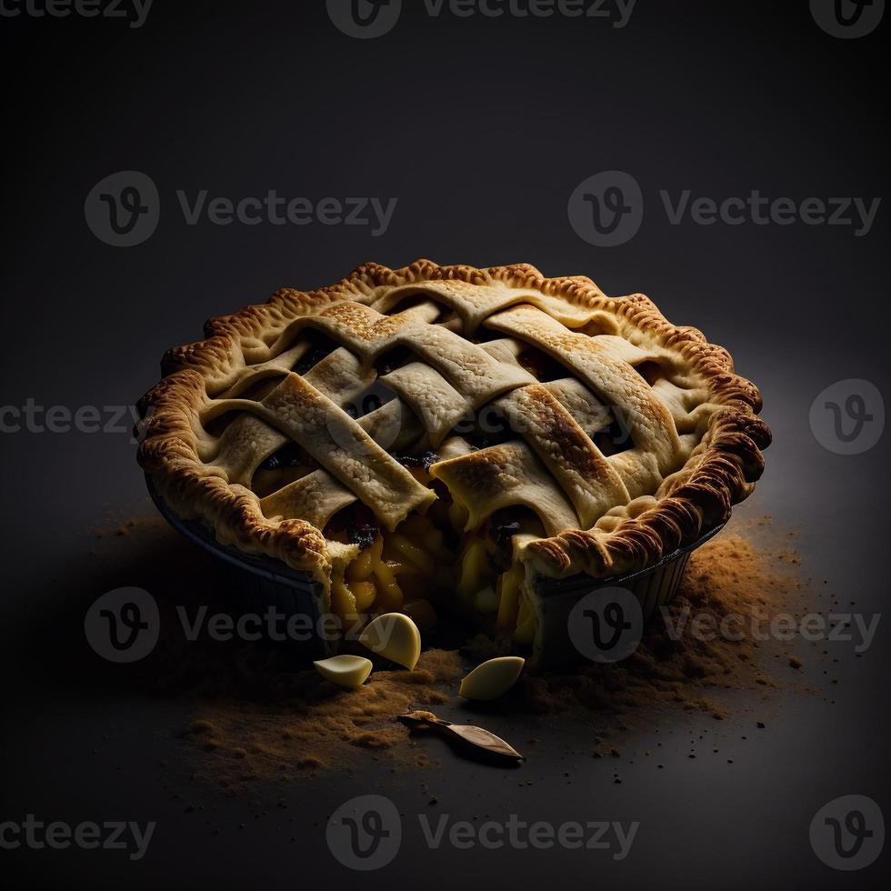 Photo Apple pie on black background food photography