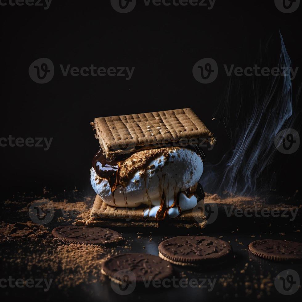 foto smores sobre fondo negro fotografía de alimentos