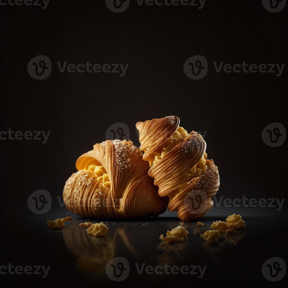 Croissants on black background photo