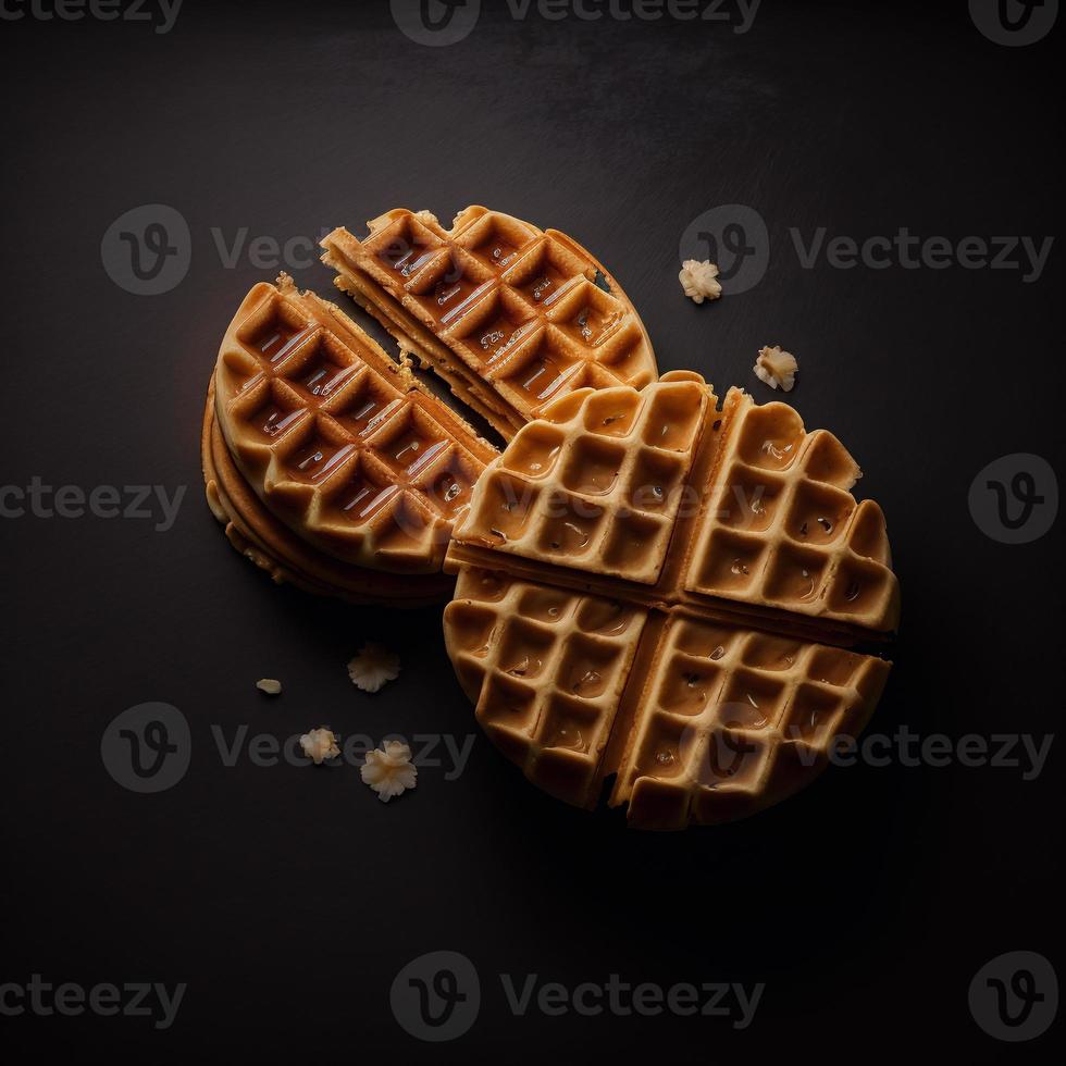 Waffles on black background photo