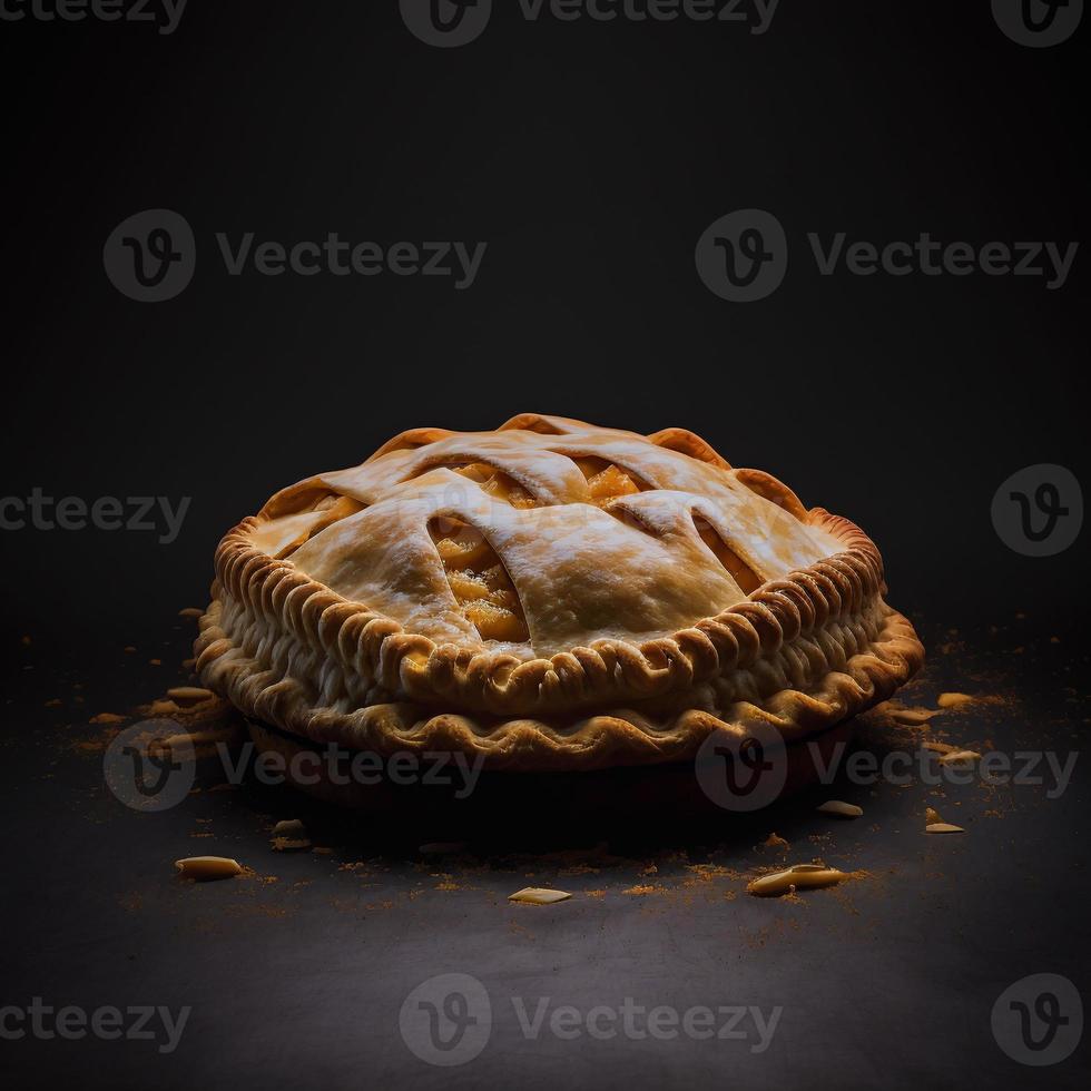 Photo Apple pie on black background food photography