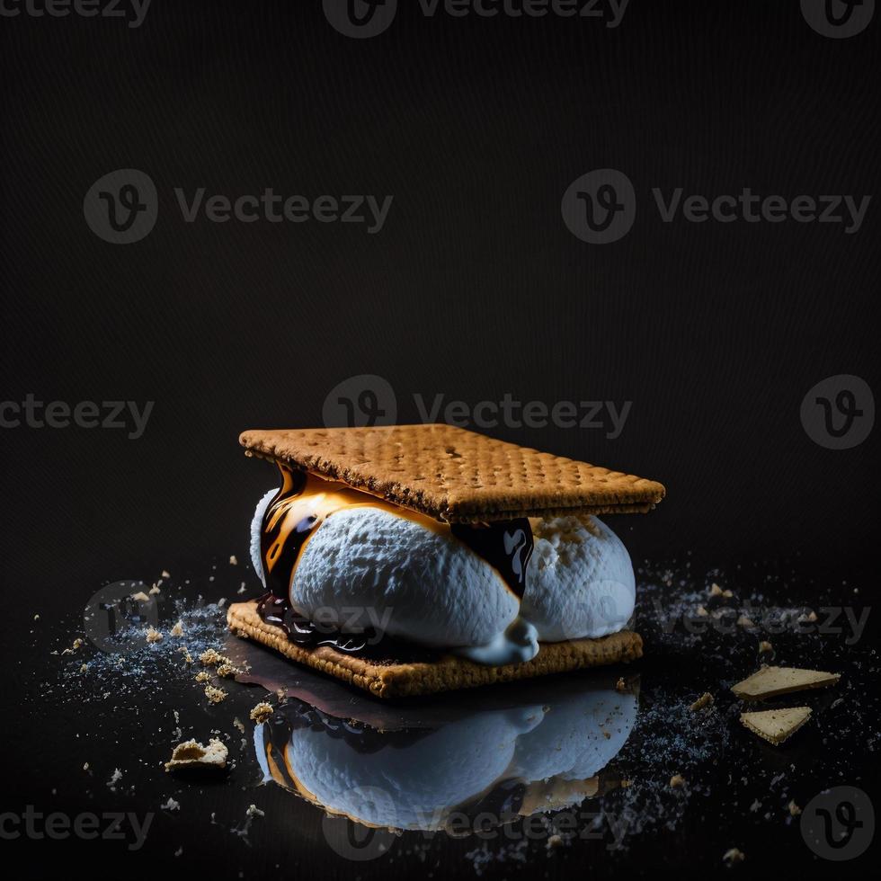 foto smores sobre fondo negro fotografía de alimentos