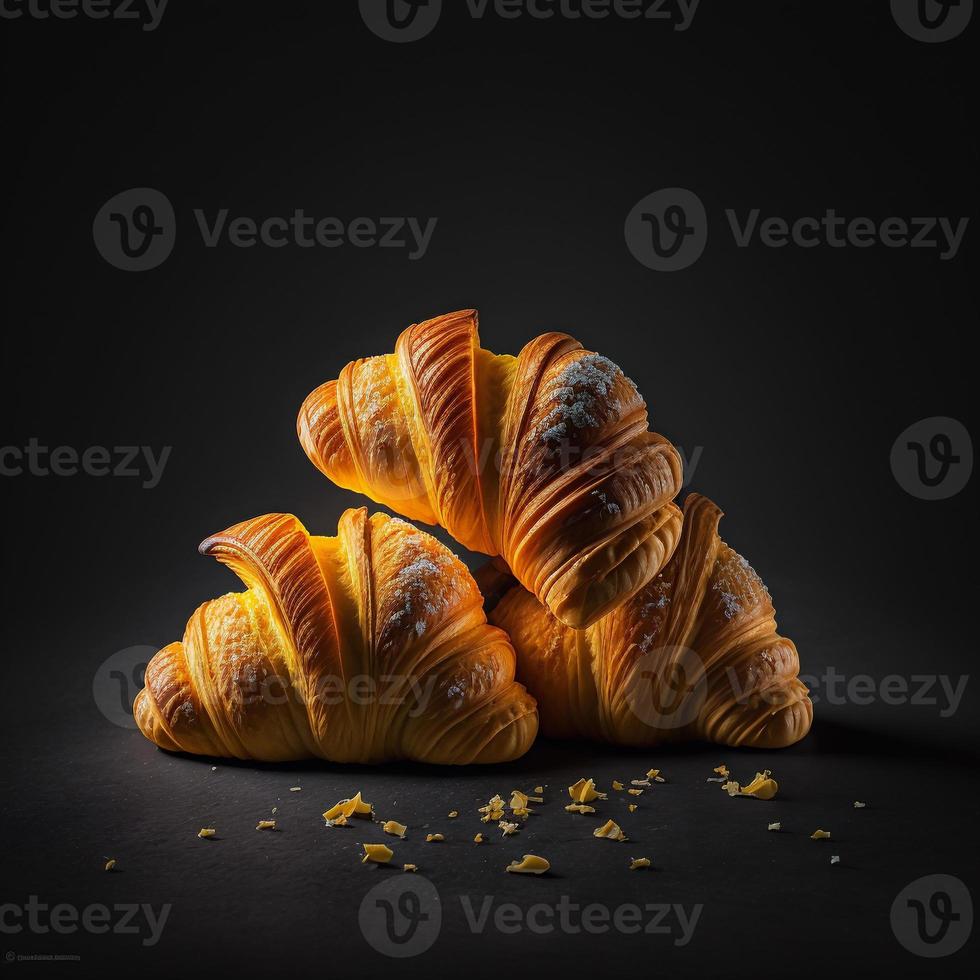 Croissants on black background photo