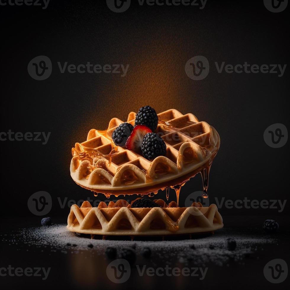 Waffles on black background photo