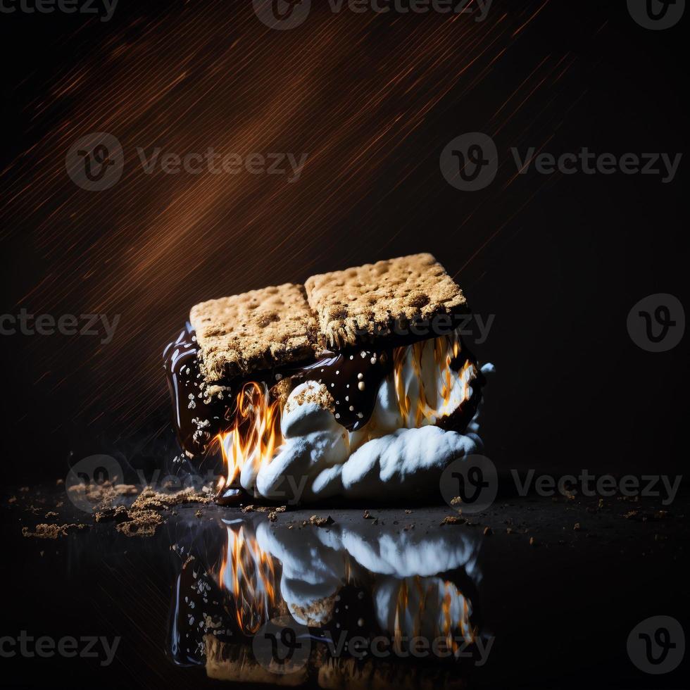 Photo Smores on black background Food Photography