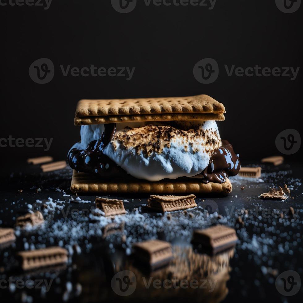 Photo Smores on black background Food Photography